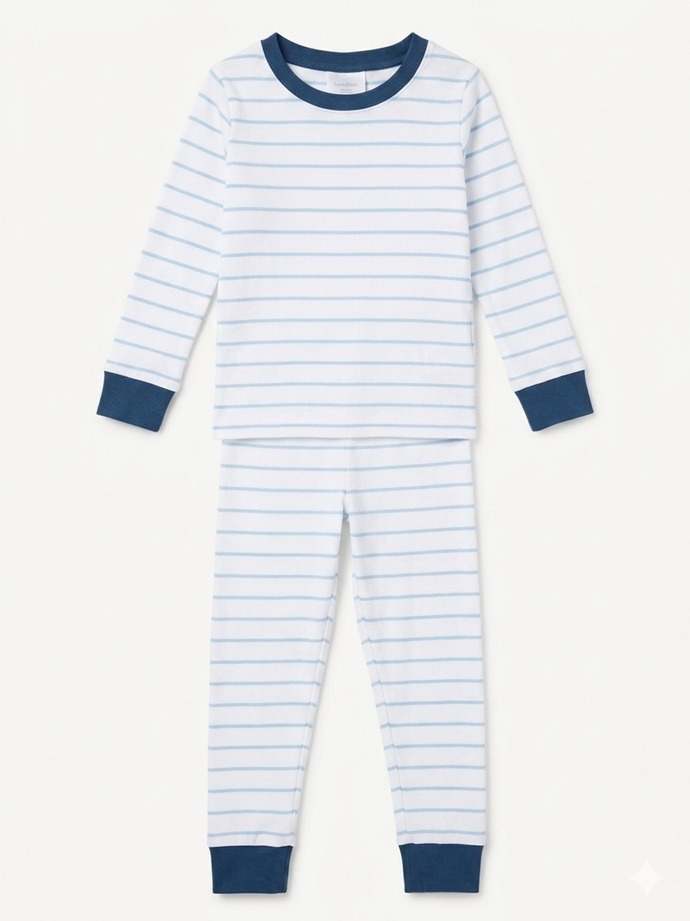 Lake Pajamas Kids Long-Long Set in Blue/White Stripe - Size 4